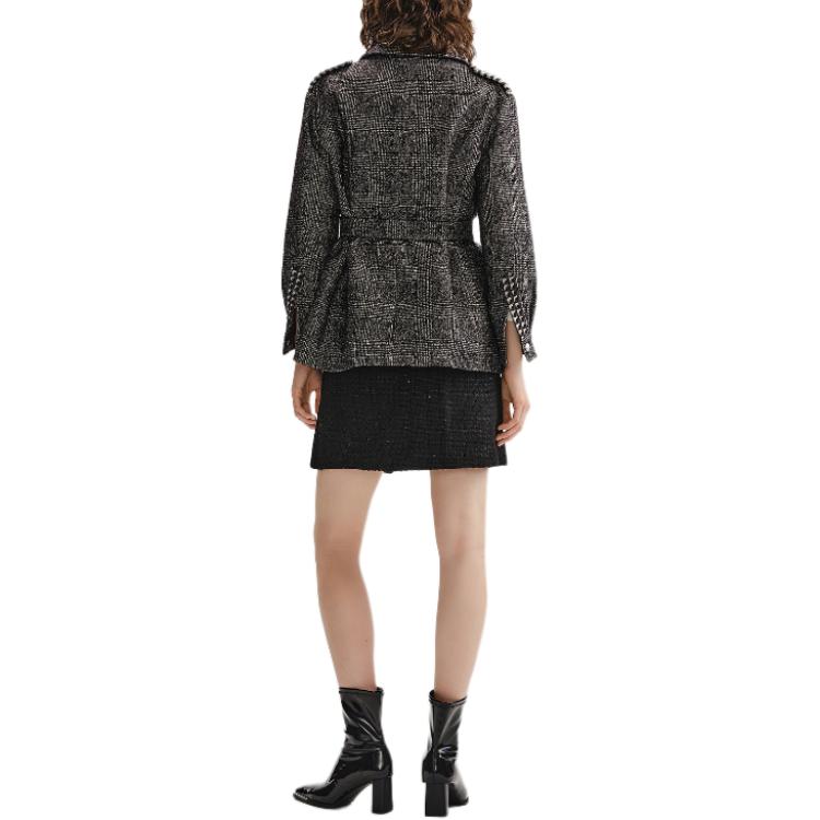 Details for (W) 卡尔拉格斐修身剪裁长袖黑白斜纹软呢夹克 236L1421