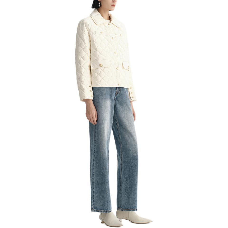 (Women) KARL LAGERFELD  Slim Lightweight Long-Sleeve Beige Down Jacket. E37W1570 圖 3