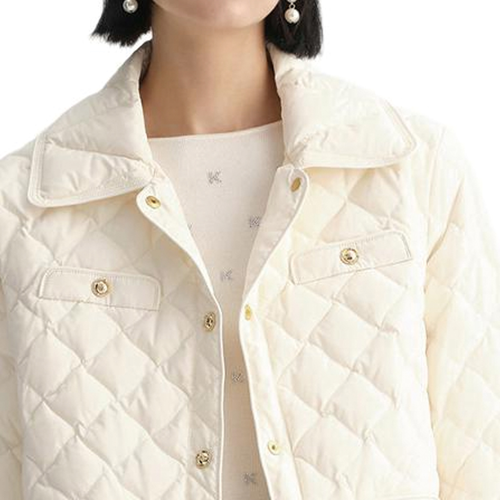 (Women) KARL LAGERFELD  Slim Lightweight Long-Sleeve Beige Down Jacket. E37W1570 圖 5