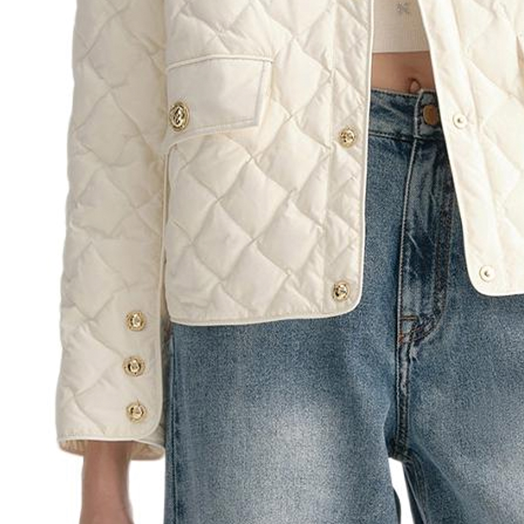 (Women) KARL LAGERFELD  Slim Lightweight Long-Sleeve Beige Down Jacket. E37W1570 圖 7