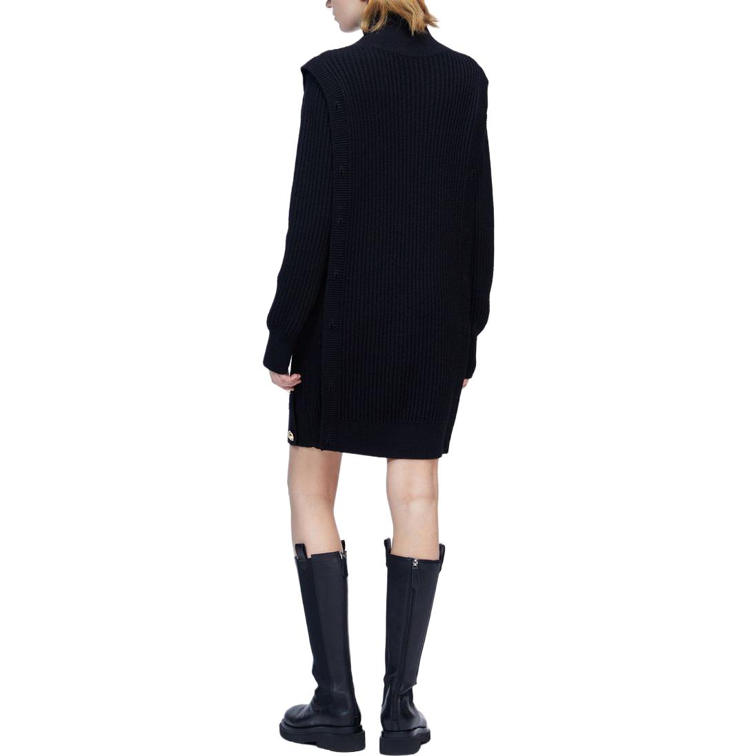 (Women) KARL LAGERFELD  Solid Black Long Sleeve Button-Up Dress 226L1324 圖 4