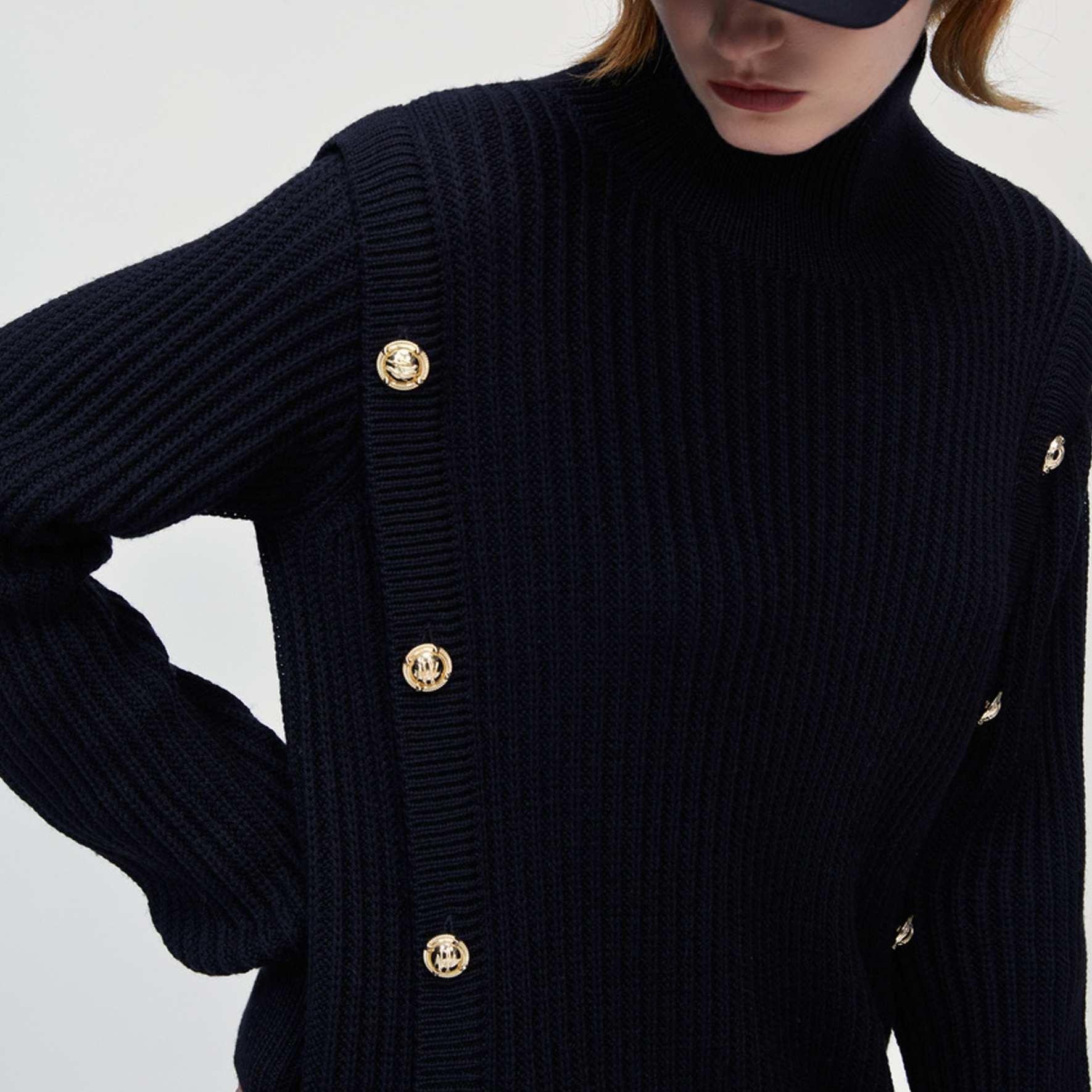 (Women) KARL LAGERFELD  Solid Black Long Sleeve Button-Up Dress 226L1324 圖 6