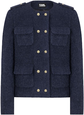 (W) KARL LAGERFELD Jaket Navy Double-Breasted Solid. E37W1550 Order (W) KARL LAGERFELD Jaket Navy Double-Breasted Solid. E37W1550