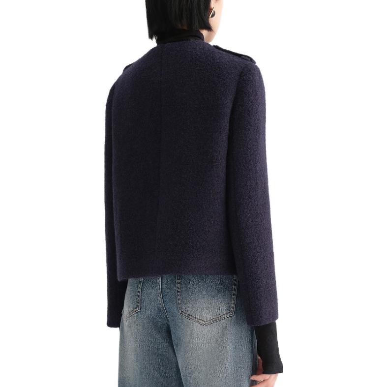 Purchase (Women) KARL LAGERFELD  Solid Double-Breasted Navy Jacket. E37W1550