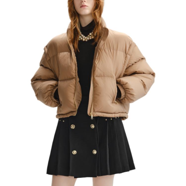 (Women) KARL LAGERFELD  Solid Zip-Up Puffer Jacket Khaki Color E37W1594 圖 3