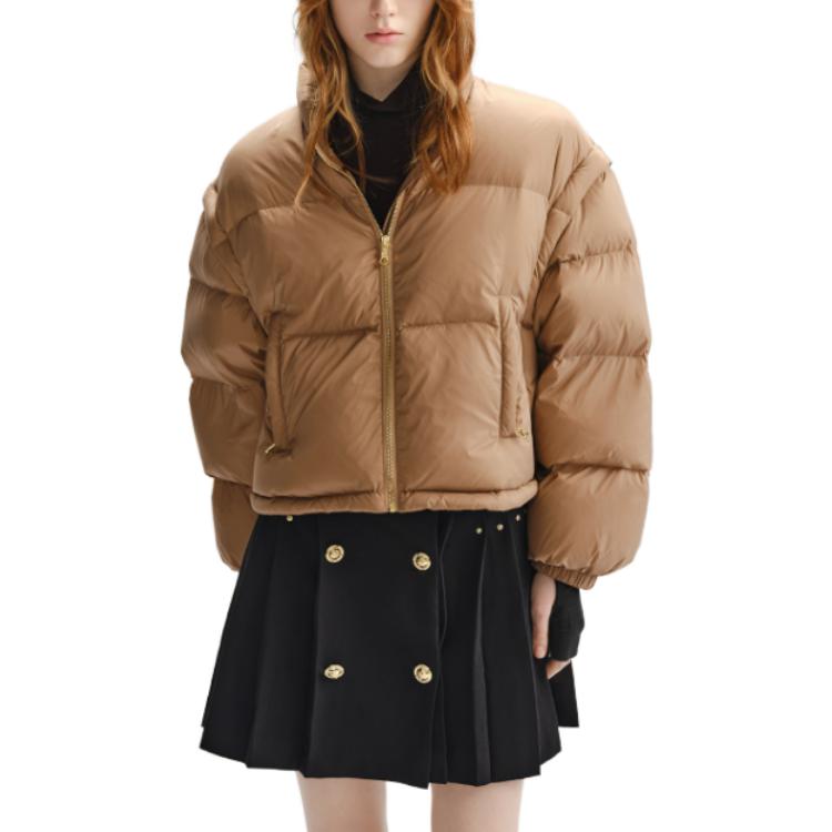 (Women) KARL LAGERFELD  Solid Zip-Up Puffer Jacket Khaki Color E37W1594 圖 4