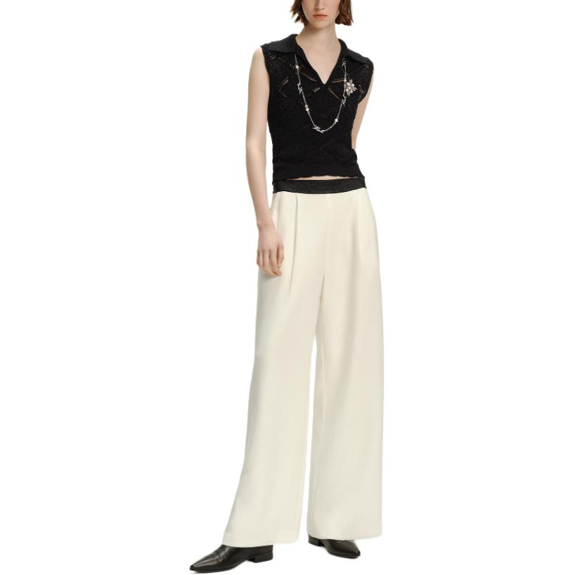 Lookbook (Women) KARL LAGERFELD  SS24 Colorblock Wide-Leg Casual Pants Beige. 241L1021