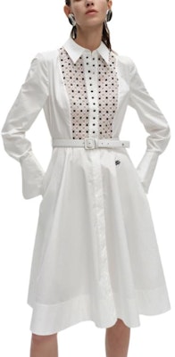 (W) カールラガーフェルド SS24 ホワイトカットアウトディテール Aライン長袖ドレス. 241L1203 Shop (W) カールラガーフェルド SS24 ホワイトカットアウトディテール Aライン長袖ドレス. 241L1203