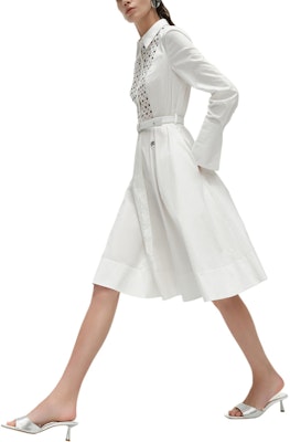 (W) カールラガーフェルド SS24 ホワイトカットアウトディテール Aライン長袖ドレス. 241L1203 Details for (W) カールラガーフェルド SS24 ホワイトカットアウトディテール Aライン長袖ドレス. 241L1203