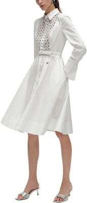 (W) カールラガーフェルド SS24 ホワイトカットアウトディテール Aライン長袖ドレス. 241L1203 Sizing (W) カールラガーフェルド SS24 ホワイトカットアウトディテール Aライン長袖ドレス. 241L1203