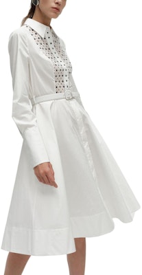 (W) カールラガーフェルド SS24 ホワイトカットアウトディテール Aライン長袖ドレス. 241L1203 Cheap (W) カールラガーフェルド SS24 ホワイトカットアウトディテール Aライン長袖ドレス. 241L1203