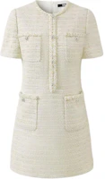 (Women) KARL LAGERFELD SS24 White Tweed A-Line Midi Dress Short Sleeve Casual 241L1315 (Women) KARL LAGERFELD SS24 White Tweed A-Line Midi Dress Short Sleeve Casual 241L1315