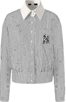 (Women) Karl Lagerfeld Striped Logo Embroidered Long Sleeve Shirt Black/White. 236L16E5 (Women) Karl Lagerfeld Striped Logo Embroidered Long Sleeve Shirt Black/White. 236L16E5