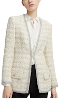 (Women) KARL LAGERFELD Tweed Slim-Fit Single-Button Long Sleeve Jacket Beige 216L1536 (Women) KARL LAGERFELD Tweed Slim-Fit Single-Button Long Sleeve Jacket Beige 216L1536