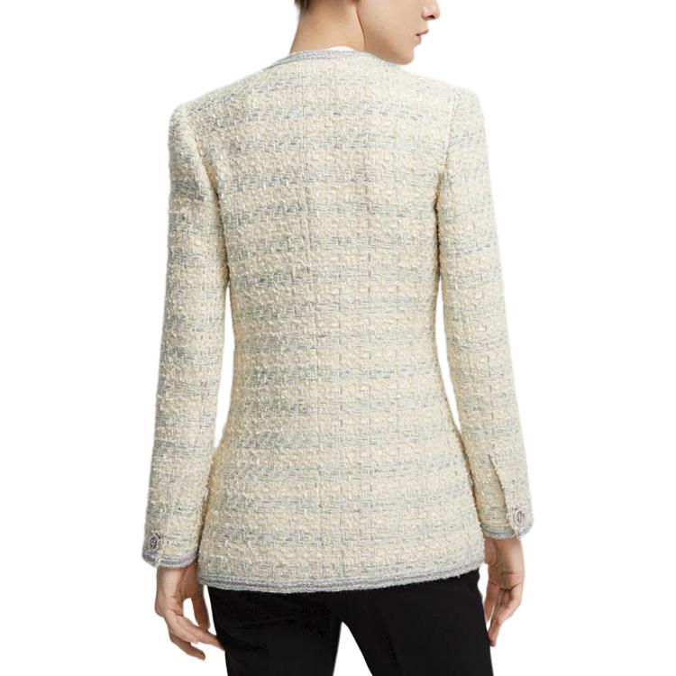 Lookbook (W) 칼 라거펠트 트위드 슬림핏 싱글버튼 긴팔 재킷 베이지 216L1536