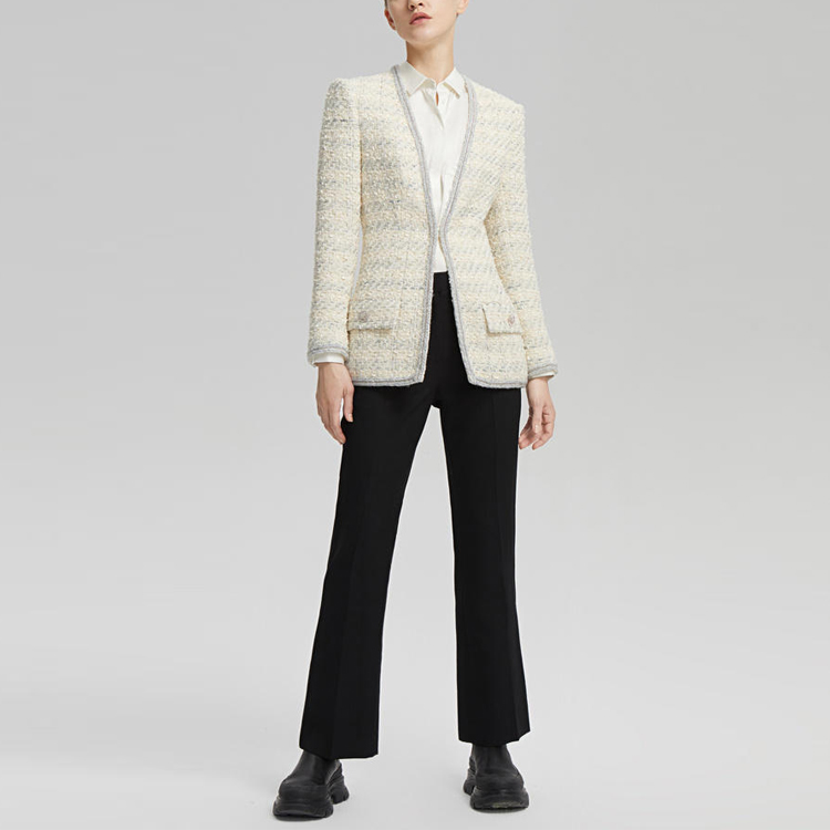 Purchase (W) 칼 라거펠트 트위드 슬림핏 싱글버튼 긴팔 재킷 베이지 216L1536