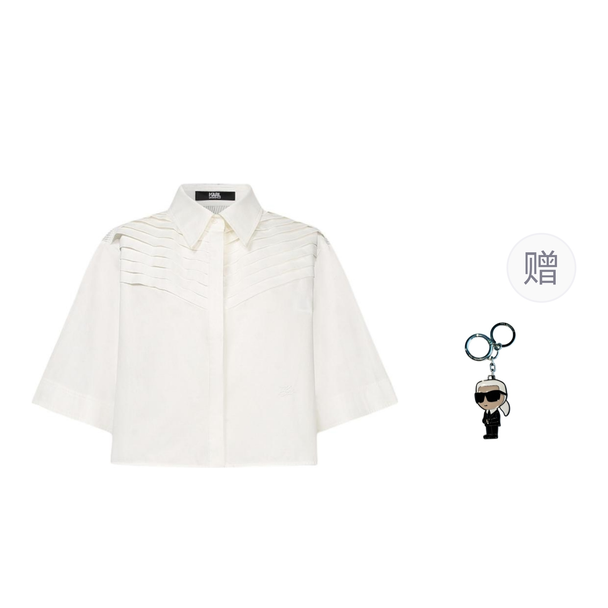 (Women) KARL LAGERFELD  White Business Casual Long Sleeve Shirt 241L1621