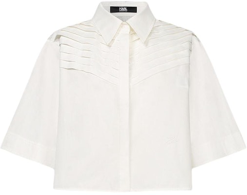 (Women) KARL LAGERFELD White Business Casual Long Sleeve Shirt 241L1621 Order (Women) KARL LAGERFELD White Business Casual Long Sleeve Shirt 241L1621