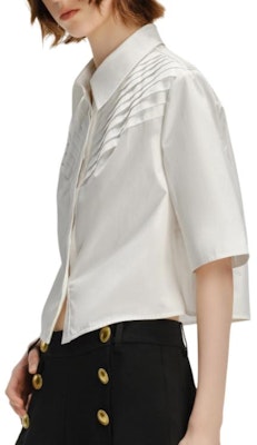 (Women) KARL LAGERFELD White Business Casual Long Sleeve Shirt 241L1621 Cheap (Women) KARL LAGERFELD White Business Casual Long Sleeve Shirt 241L1621