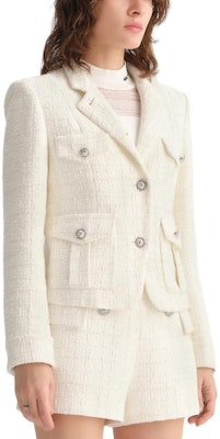 (Women) KARL LAGERFELD White Casual Long Sleeve Jacket with Single Button. E36W1527 Purchase (Women) KARL LAGERFELD White Casual Long Sleeve Jacket with Single Button. E36W1527