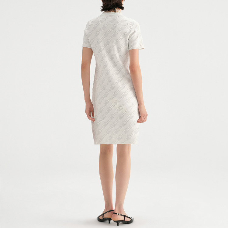 Shop (Women) KARL LAGERFELD  White Chain Print Short Sleeve Casual Dress. 236L1372