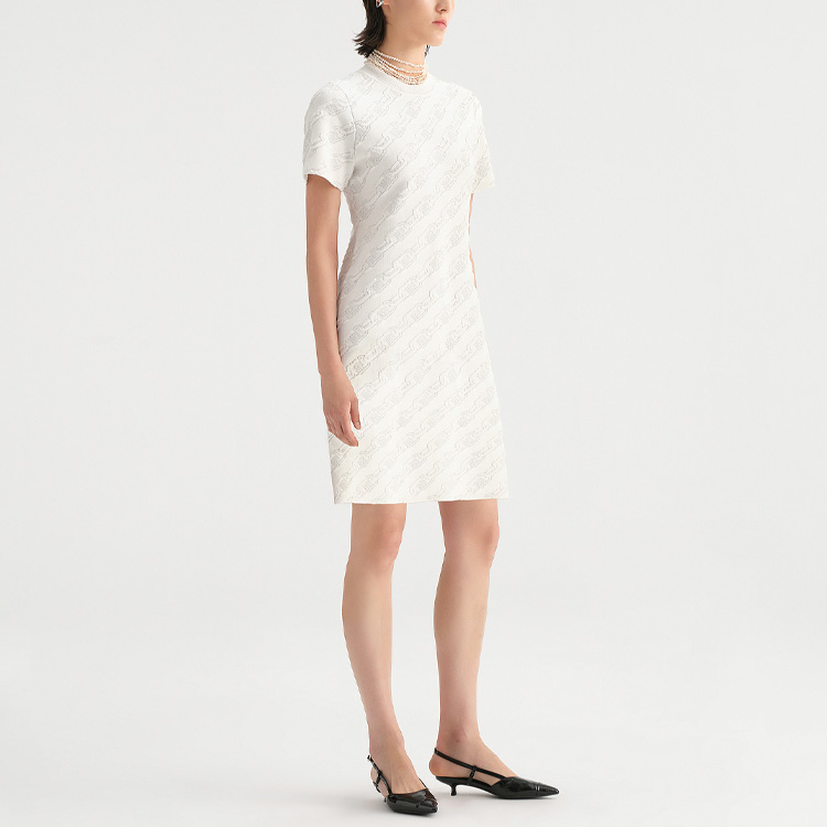 Purchase (Women) KARL LAGERFELD  White Chain Print Short Sleeve Casual Dress. 236L1372