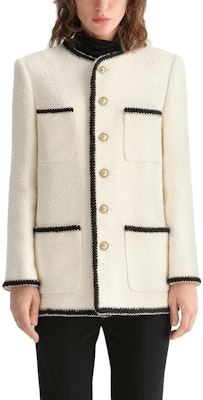 (Women) KARL LAGERFELD White Contrast Trim Long Sleeve Jacket for Daily Commute E36W1529 Lookbook (Women) KARL LAGERFELD White Contrast Trim Long Sleeve Jacket for Daily Commute E36W1529
