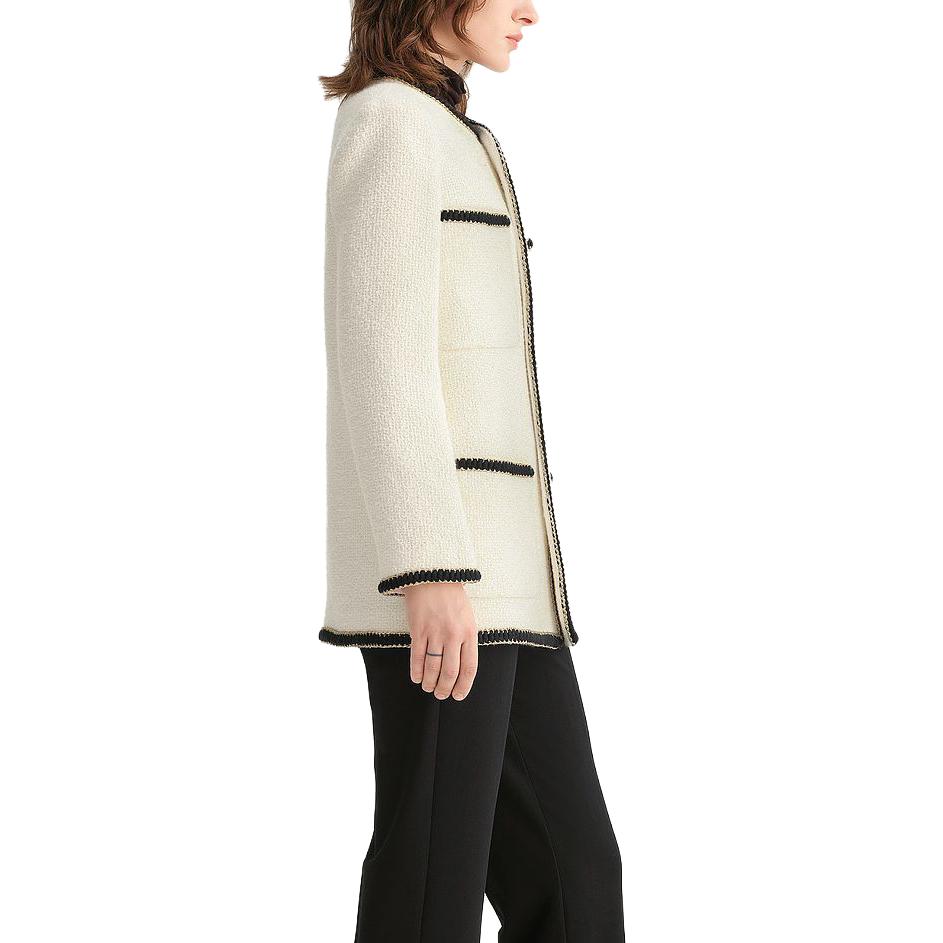 Purchase (Women) KARL LAGERFELD  White Contrast Trim Long Sleeve Jacket for Daily Commute E36W1529