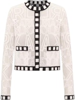 (Women) KARL LAGERFELD White Embroidered Knit Cardigan SS24 Long Sleeve Top. 241L2049 (Women) KARL LAGERFELD White Embroidered Knit Cardigan SS24 Long Sleeve Top. 241L2049