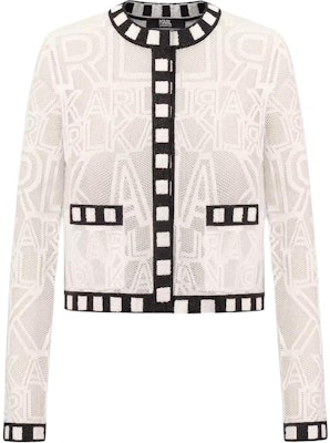 (Women) KARL LAGERFELD White Embroidered Knit Cardigan SS24 Long Sleeve Top. 241L2049 Buy (Women) KARL LAGERFELD White Embroidered Knit Cardigan SS24 Long Sleeve Top. 241L2049