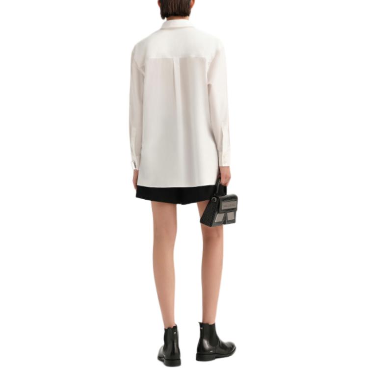 Shop (Women) KARL LAGERFELD  White Logo Print Long Sleeve Button-Up Shirt. 231L1624