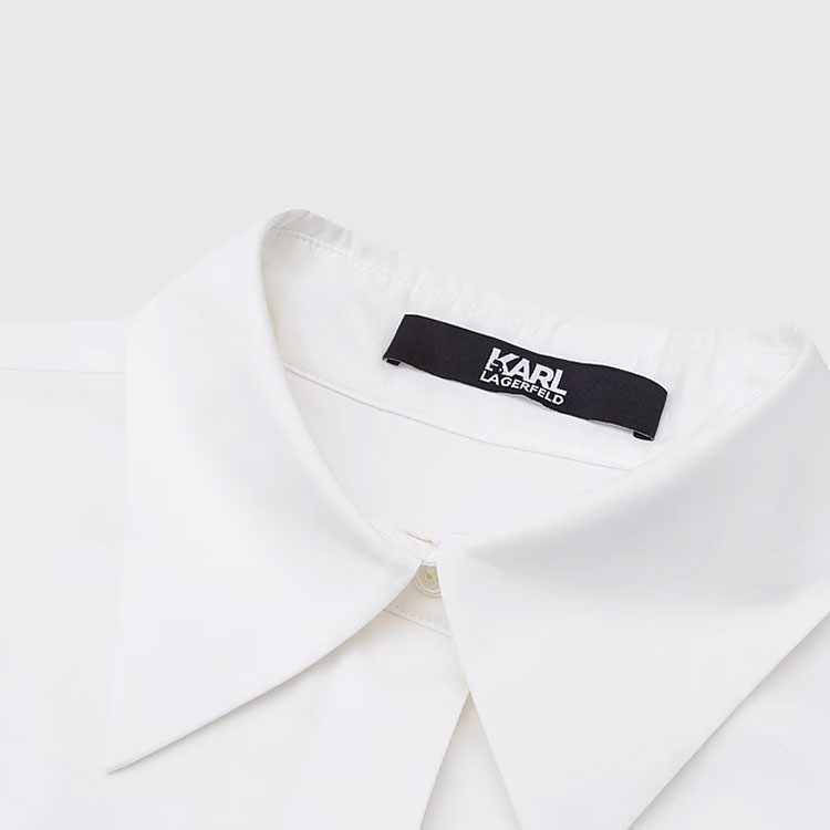Cheap (Women) KARL LAGERFELD  White Logo Print Long Sleeve Button-Up Shirt. 231L1624