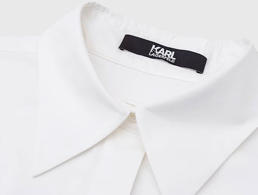 (Women) KARL LAGERFELD White Logo Print Long Sleeve Button-Up Shirt. 231L1624 Cheap (Women) KARL LAGERFELD White Logo Print Long Sleeve Button-Up Shirt. 231L1624