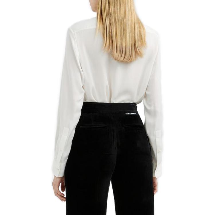 Lookbook (Women) Karl Lagerfeld  White Long Sleeve Bow Tie Shirt. 221L1623