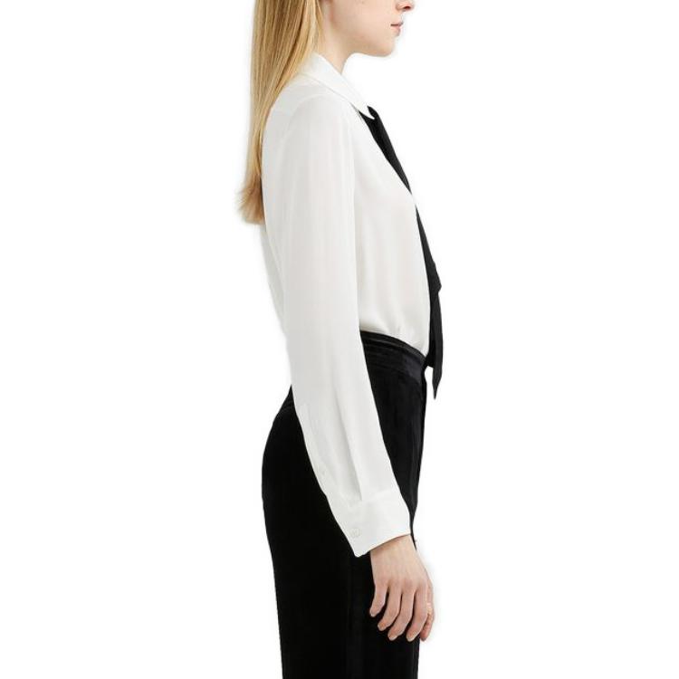 Shop (Women) Karl Lagerfeld  White Long Sleeve Bow Tie Shirt. 221L1623