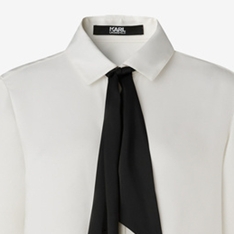 Purchase (Women) Karl Lagerfeld  White Long Sleeve Bow Tie Shirt. 221L1623