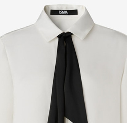(Women) Karl Lagerfeld White Long Sleeve Bow Tie Shirt. 221L1623 Purchase (Women) Karl Lagerfeld White Long Sleeve Bow Tie Shirt. 221L1623