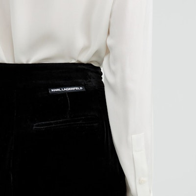 (Women) Karl Lagerfeld White Long Sleeve Bow Tie Shirt. 221L1623 Details for (Women) Karl Lagerfeld White Long Sleeve Bow Tie Shirt. 221L1623