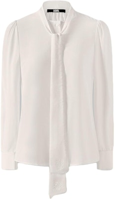 (Women) KARL LAGERFELD White Long Sleeve Embroidered Logo Button-Up Shirt. 236L16E3 Buy (Women) KARL LAGERFELD White Long Sleeve Embroidered Logo Button-Up Shirt. 236L16E3