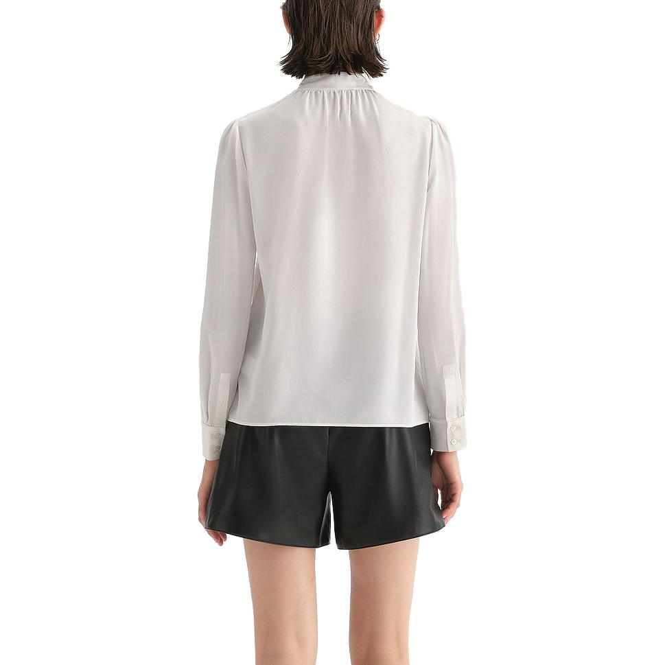 Shop (Women) KARL LAGERFELD  White Long Sleeve Embroidered Logo Button-Up Shirt. 236L16E3