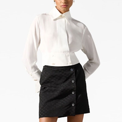 (Women) KARL LAGERFELD White Long Sleeve Fitted Shirt for Daily Casual Wear 235W1605110 Details for (Women) KARL LAGERFELD White Long Sleeve Fitted Shirt for Daily Casual Wear 235W1605110