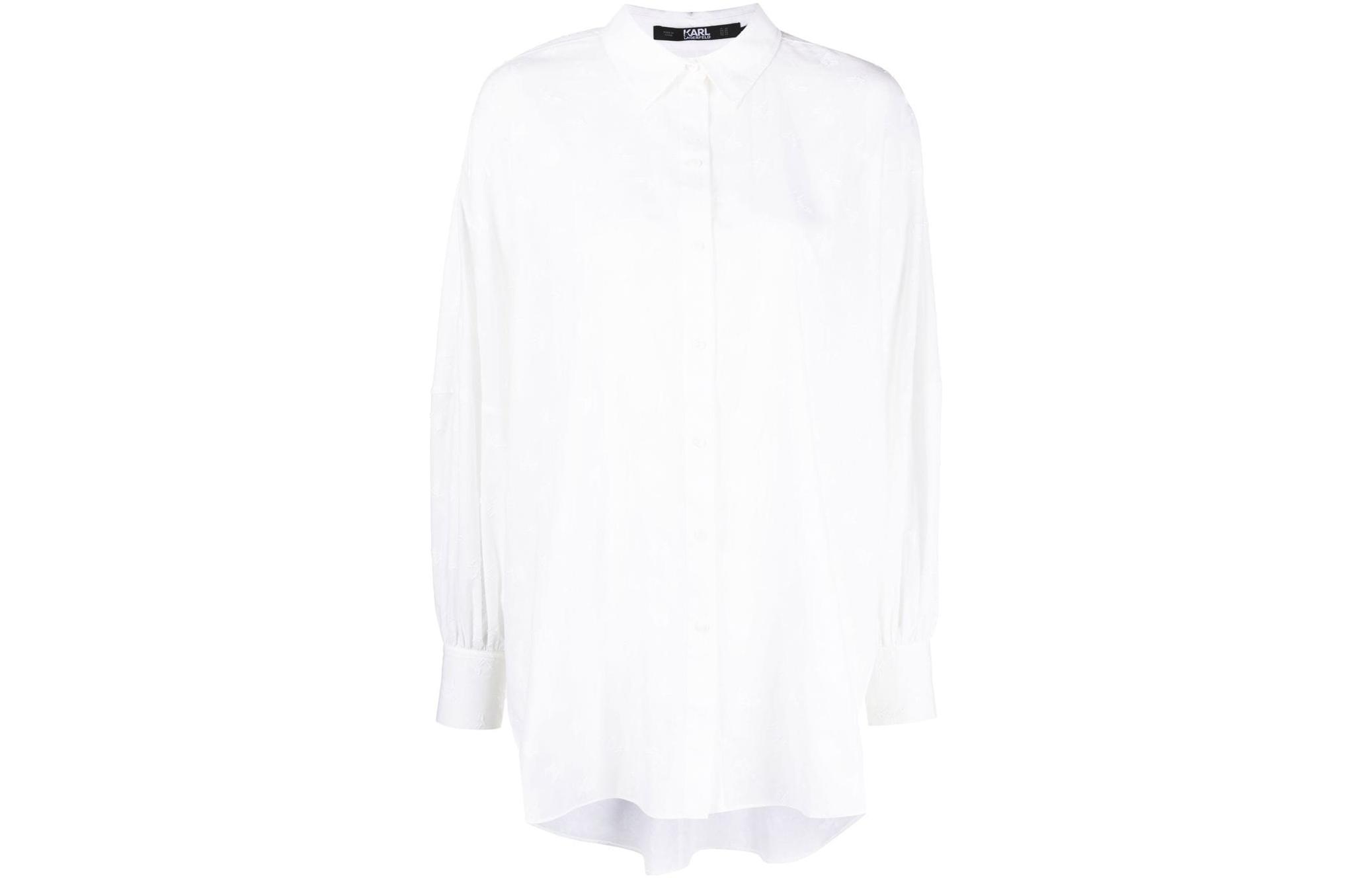 Order (Women) KARL LAGERFELD  White Luxury Logo Pattern Long Sleeve Shirt. 231W1601100