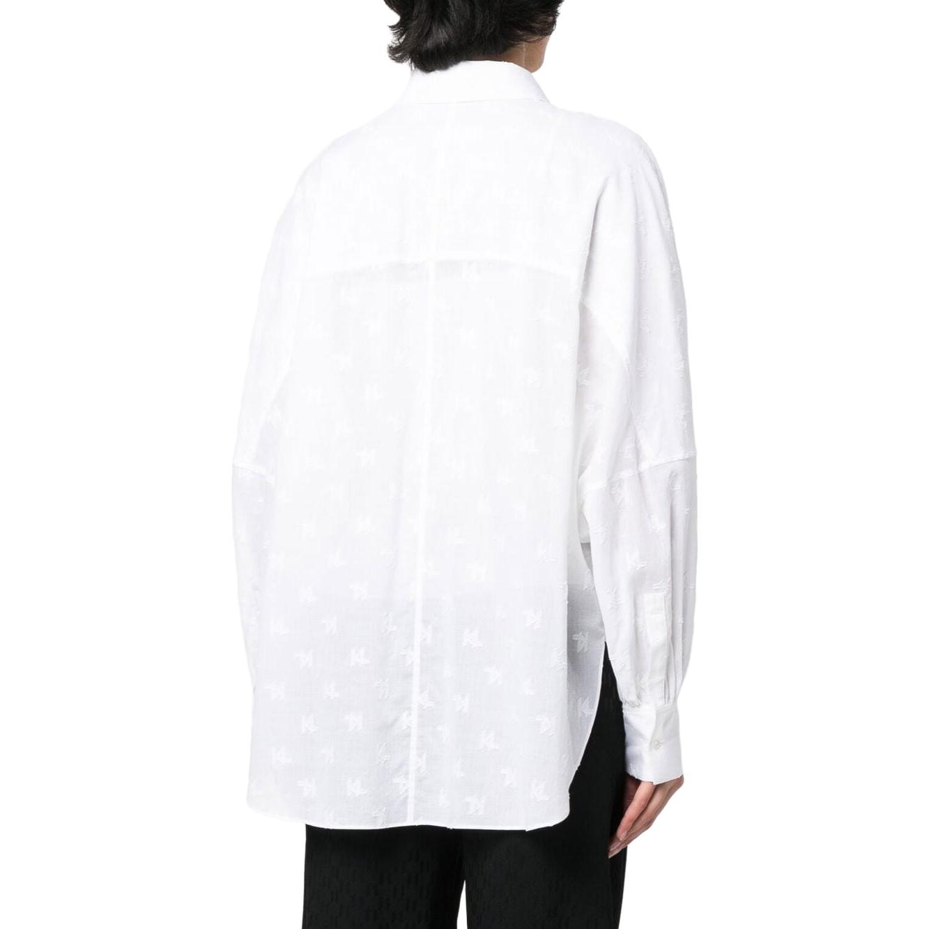 Shop (Women) KARL LAGERFELD  White Luxury Logo Pattern Long Sleeve Shirt. 231W1601100