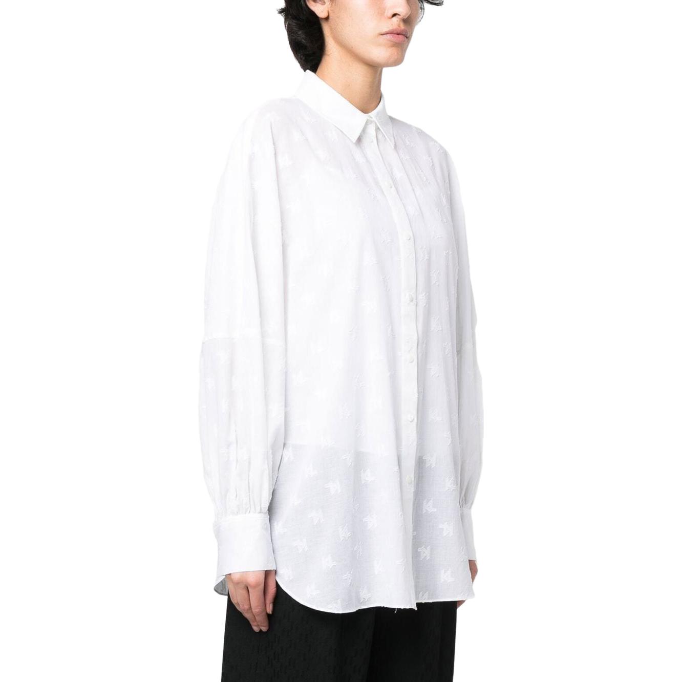 Purchase (Women) KARL LAGERFELD  White Luxury Logo Pattern Long Sleeve Shirt. 231W1601100