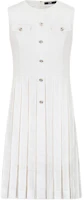 (Women) KARL LAGERFELD White Pleated Sleeveless Button-Up Midi Dress E42W1376 (Women) KARL LAGERFELD White Pleated Sleeveless Button-Up Midi Dress E42W1376