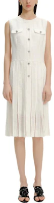 (W) 卡尔拉格斐 白色褶皱无袖纽扣中长连衣裙 E42W1376 Lookbook (W) 卡尔拉格斐 白色褶皱无袖纽扣中长连衣裙 E42W1376