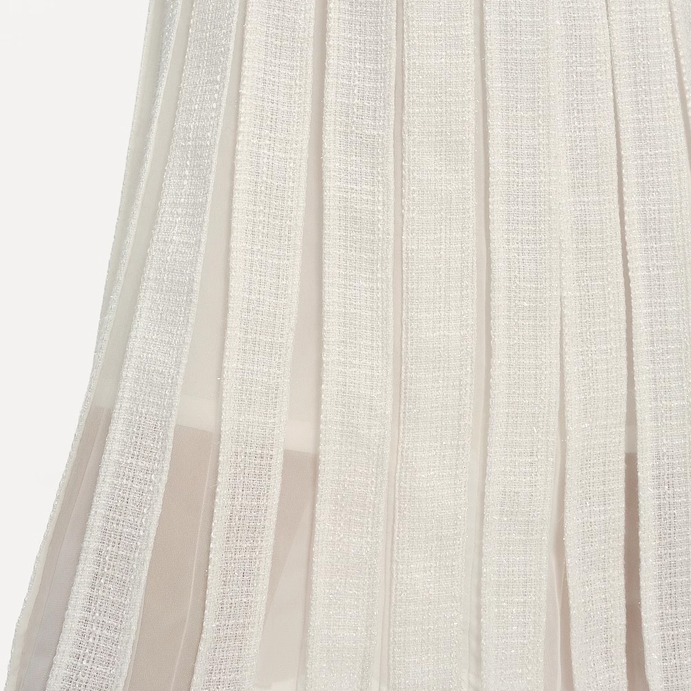 Sizing (W) 卡尔拉格斐 白色褶皱无袖纽扣中长连衣裙 E42W1376