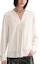 Order (Women) KARL LAGERFELD White Pleated V-Neck Long Sleeve Shirt for Daily Wear 236L1603