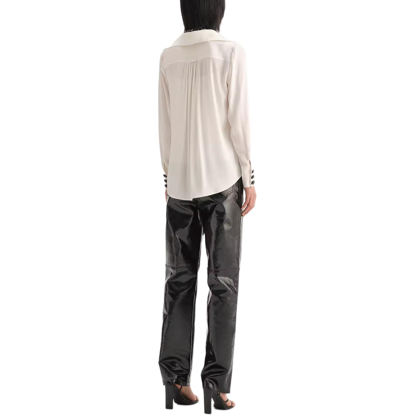 Purchase (Women) KARL LAGERFELD  White Pleated V-Neck Long Sleeve Shirt for Daily Wear 236L1603