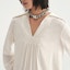 Details for (Women) KARL LAGERFELD White Pleated V-Neck Long Sleeve Shirt for Daily Wear 236L1603